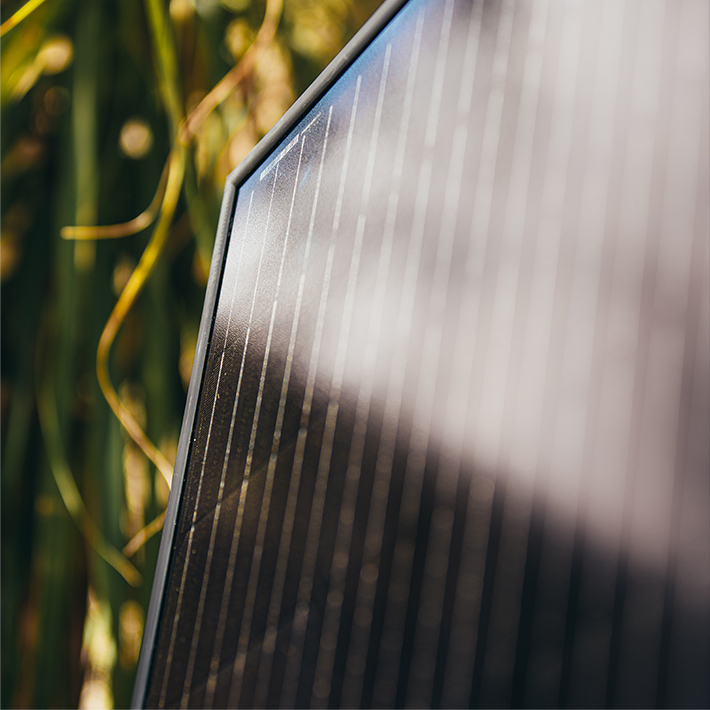 solar panel with sunrays