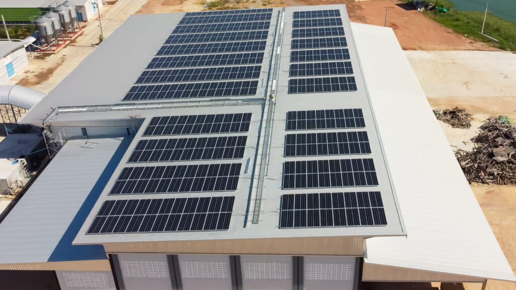 solar panels on a roof for solar energy for businesses installed by solar pros